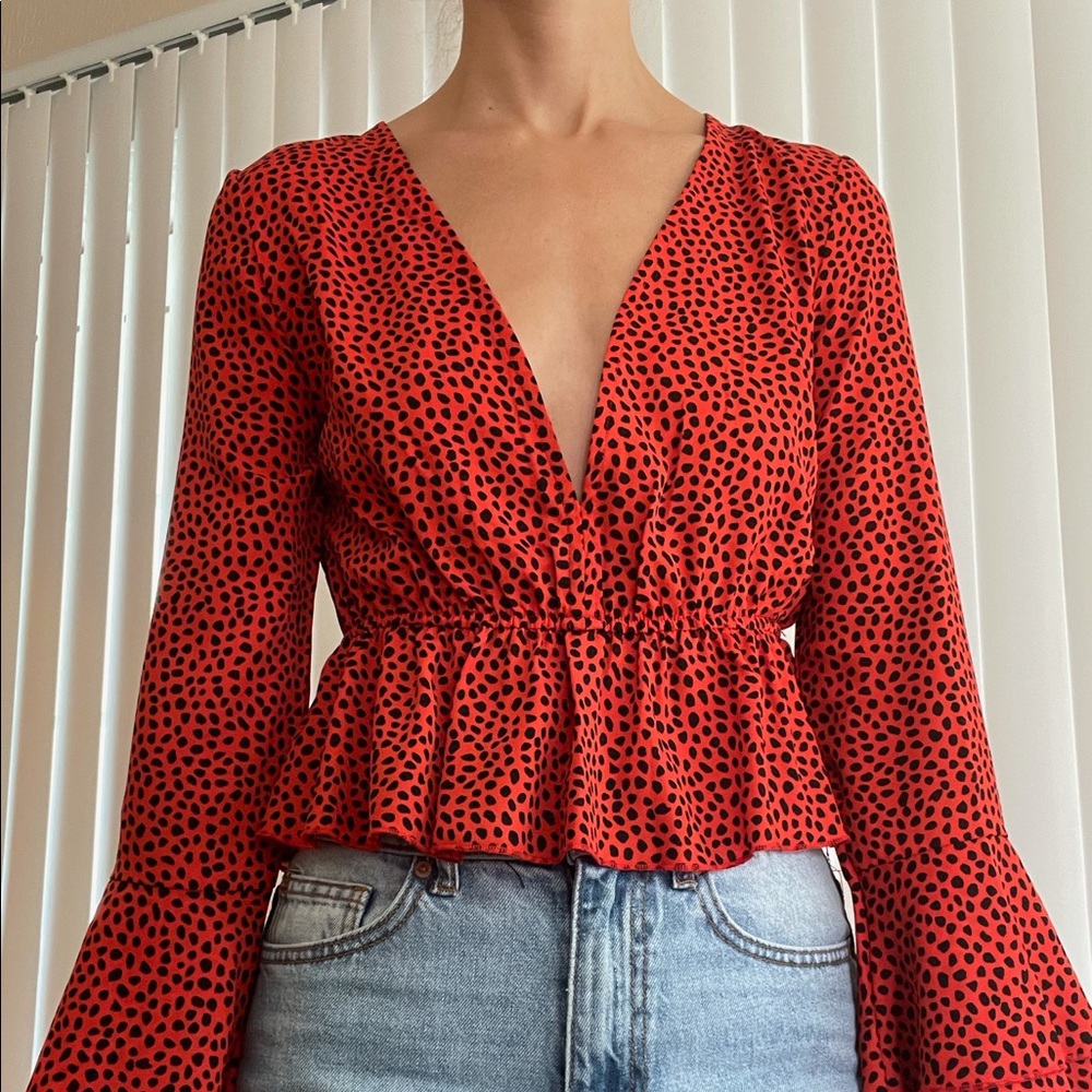 Nasty gal red long sleeve top